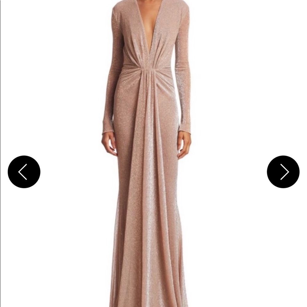 Talbot Runhof Ruched Lurex Gown
